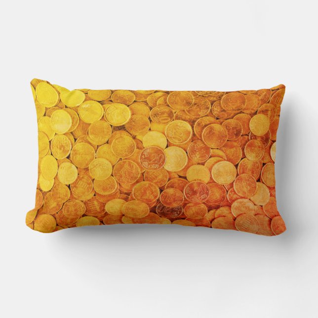 Money Cotton Throw Pillow, Lumbar Pillow 13" x 21" (Front)