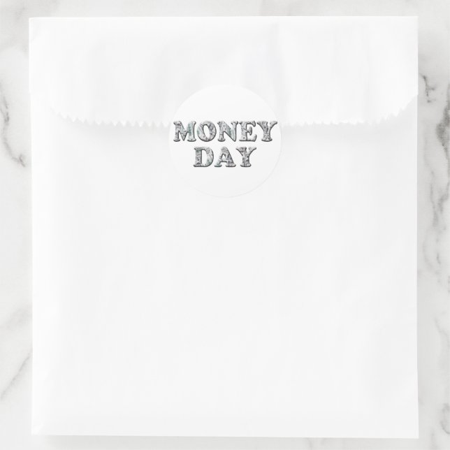 Money Day With Hundred Dollar Bills Classic Round Sticker (Bag)