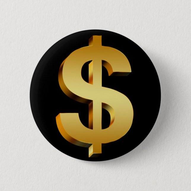 Money dollar symbol 6 cm round badge (Front)