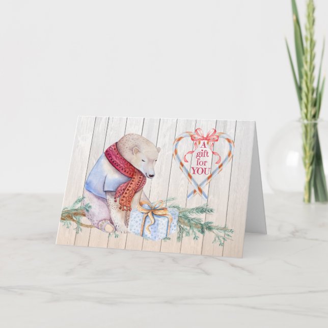 Money Enclosed Christmas Polar Bear with Gift card (Front)