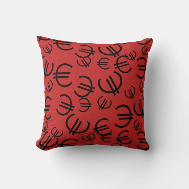 Money Euro Pattern Throw Pillow Cushion (Front)