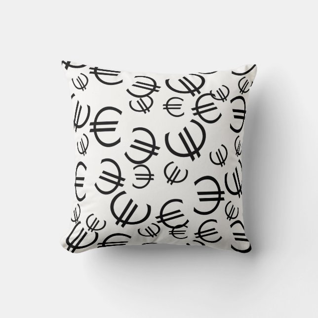 Money Euro Pattern Throw Pillow Cushion (Front)