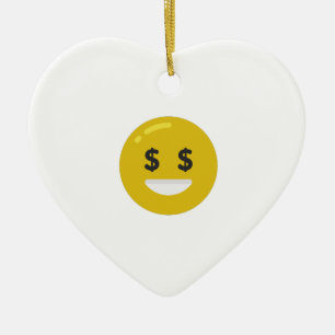 money eye emoji ceramic ornament