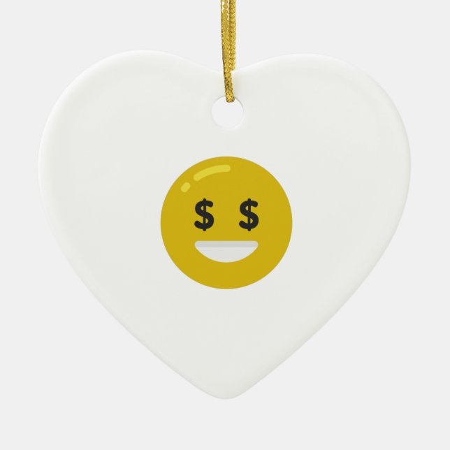 money eye emoji ceramic ornament (Front)