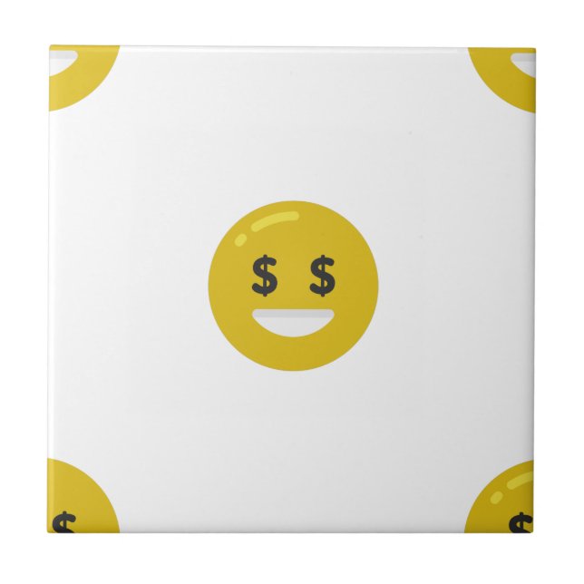 money eye emoji ceramic tile (Front)