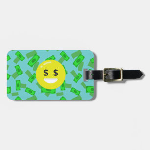 money eyed emoji luggage tag