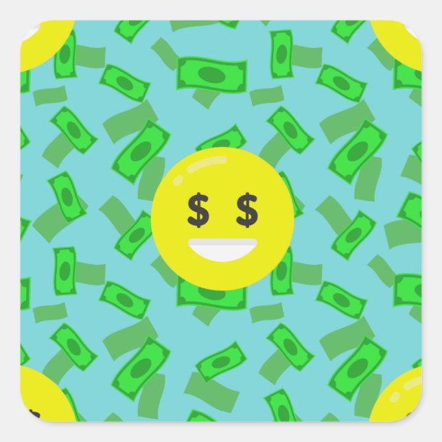 money eyed emoji square sticker (Front)