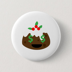 money eyes christmas pudding 6 cm round badge