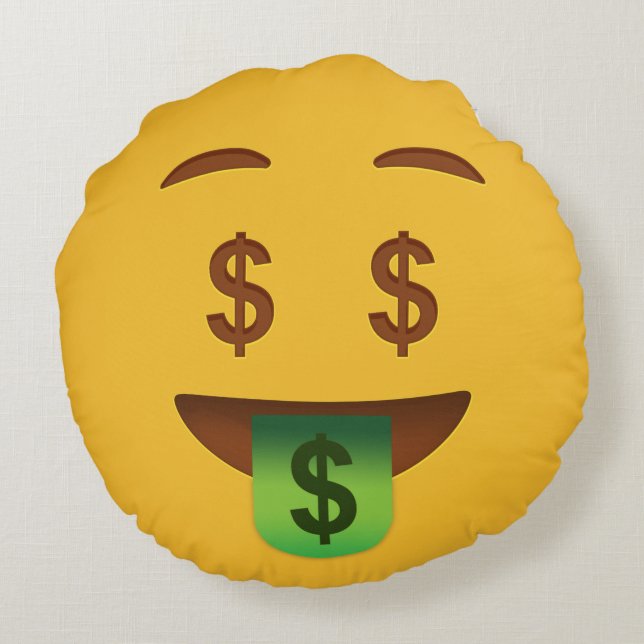 Money Face Emoji   Throw Pillow (Back)