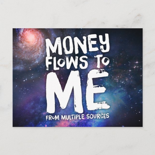 Money Flows to Me Law of Attraction Postcard (Front)