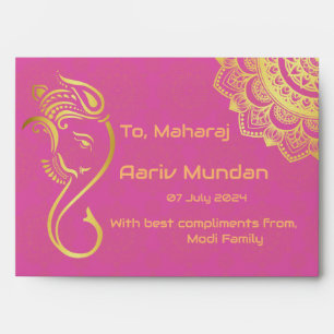 Money gift Indian wedding gold Ganesha Envelope