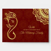 Money gift Indian wedding maroon gold Ganesha 