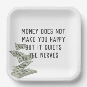Money Happiness Quote Paper Plate