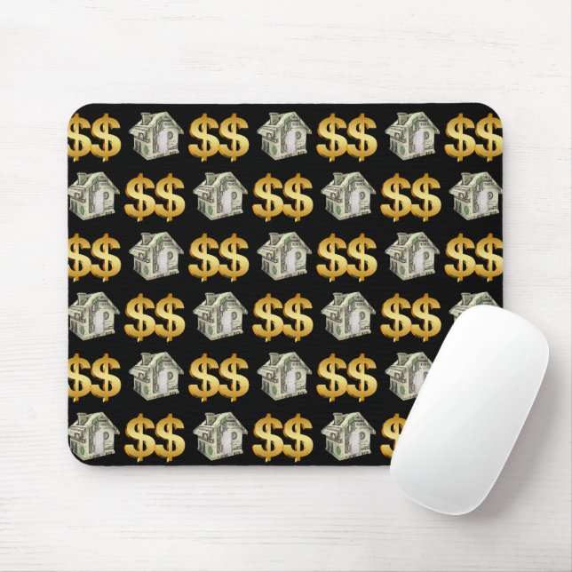 Money Houses and Gold Dollar Signs Mouse Pad (With Mouse)