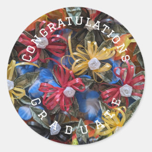 Money lei design congratulations graduate sticker