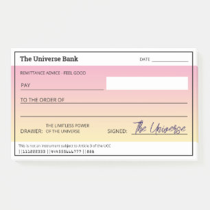 Money Manifestation Girly Blank Check Post-it Notes