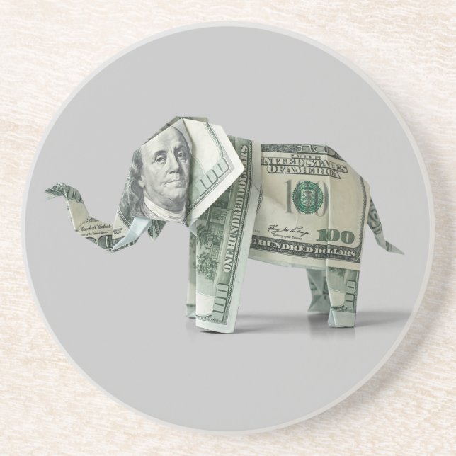 Money Origami $100 Elephant Coaster (Front)