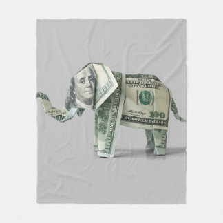 Money Origami $100 Elephant Fleece Blanket