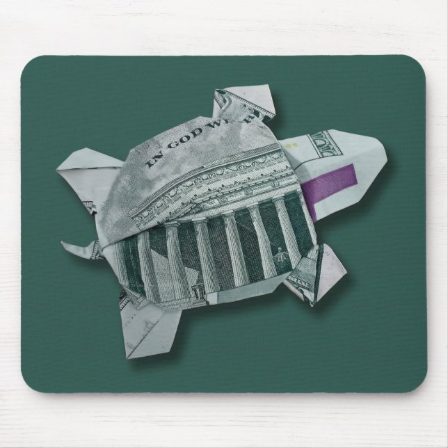 Money Origami $50 Turtle Mouse Pad (Front)