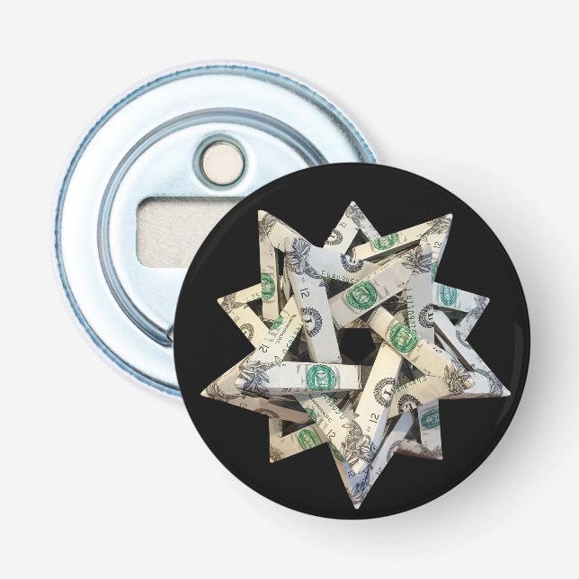 Money Origami Five Intersecting Tetrahedra Bottle Opener (Front)