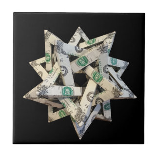 Money Origami Five Intersecting Tetrahedra Ceramic Tile