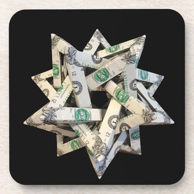 Money Origami Five Intersecting Tetrahedra Coaster (Front)