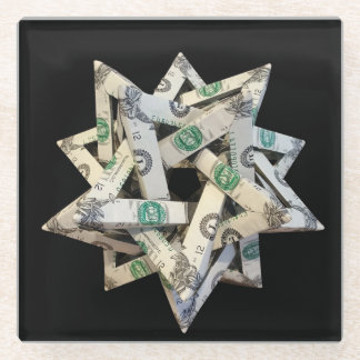 Money Origami Five Intersecting Tetrahedra Glass Coaster