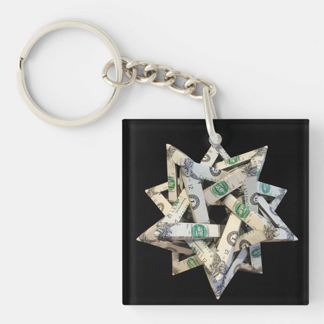Money Origami Five Intersecting Tetrahedra Key Ring (Front)