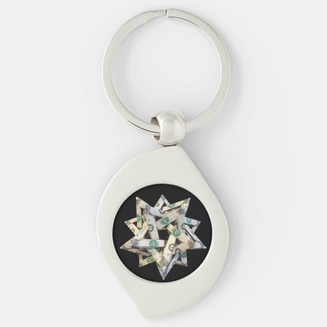 Money Origami Five Intersecting Tetrahedra Key Ring (Front)