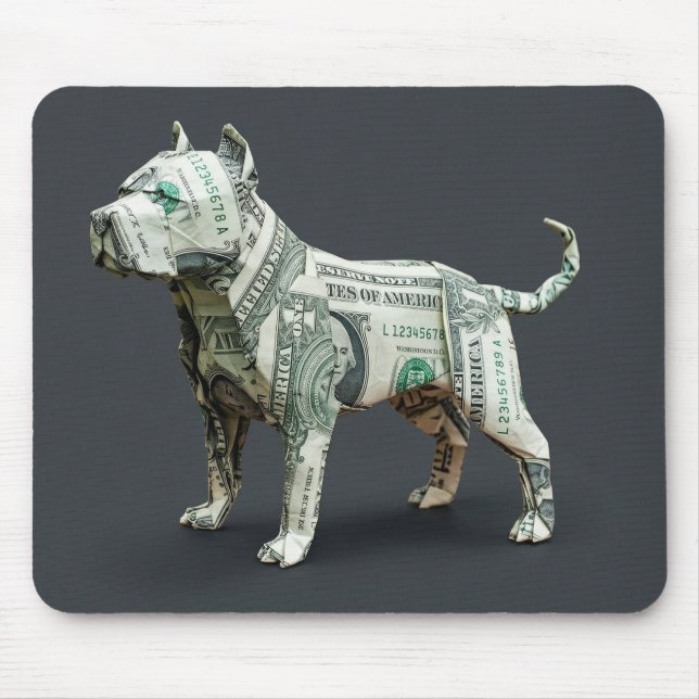 Money Origami Pit Bull Mouse Pad (Front)