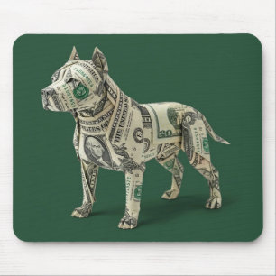 Money Origami Pitbull Dog Mouse Pad