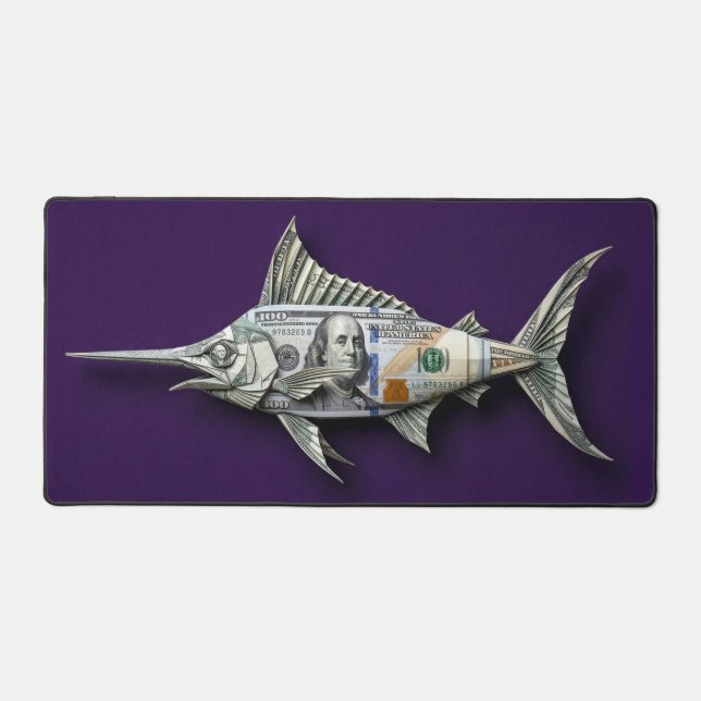 Money Origami Swordfish Desk Mat (Front)