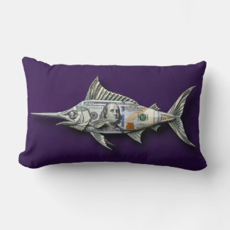 Money Origami Swordfish Lumbar Cushion