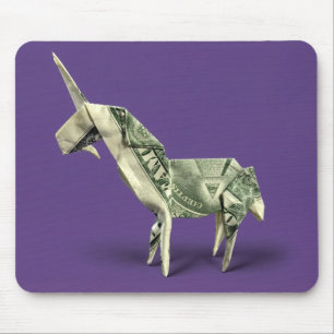 Money Origami Unicorn Mouse Pad