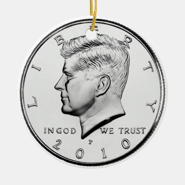 Money Ornament. Ceramic Tree Decoration (Front)