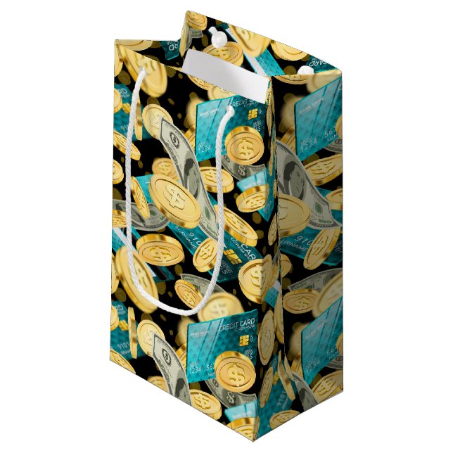 Money Pattern 2 Small Gift Bag (Front Angled)