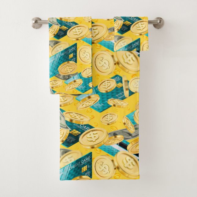 Money Pattern Bath Towel Set (Insitu)