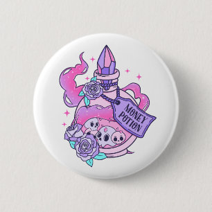 Money Potion Cute Pink Halloween Potion Bottle 6 Cm Round Badge