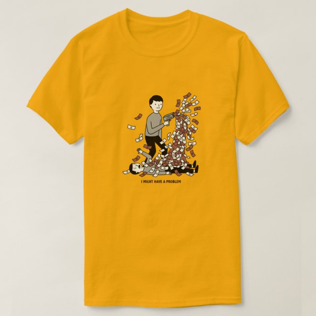 money problems cartoon humor T-Shirt (Design Front)