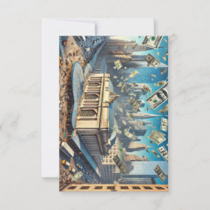 Money Rain Over Penn Station - New York Thank You Card