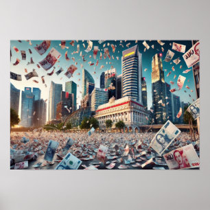 Money Rain Over Singapore Financial Centre Poster
