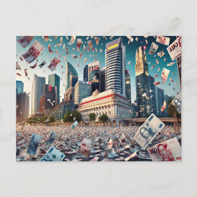 Money Rains Over Singapore - Prosperity Postcard (Front)