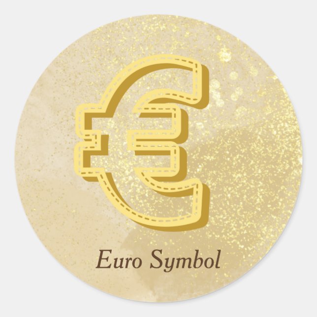 Money Reiki Infused Yellow Euro Symbol Classic Round Sticker (Front)