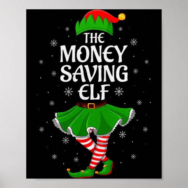 Money Saving Elf Christmas Family Girls Women Elf  Poster (Front)