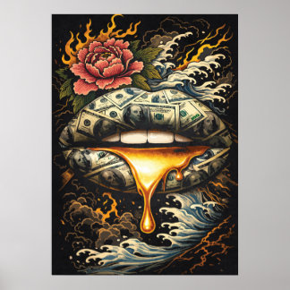Money Talks, Japanese Abstract Art, Money Success  Poster