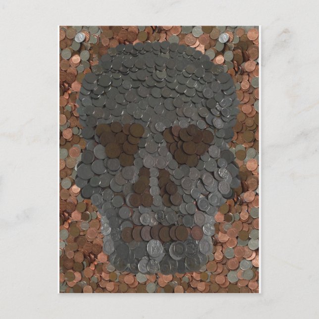 Money Theme Skull Design Halloween Postcard (Front)