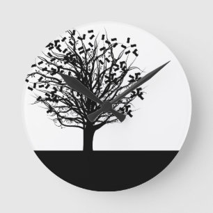Money Tree Silhouette Round Clock