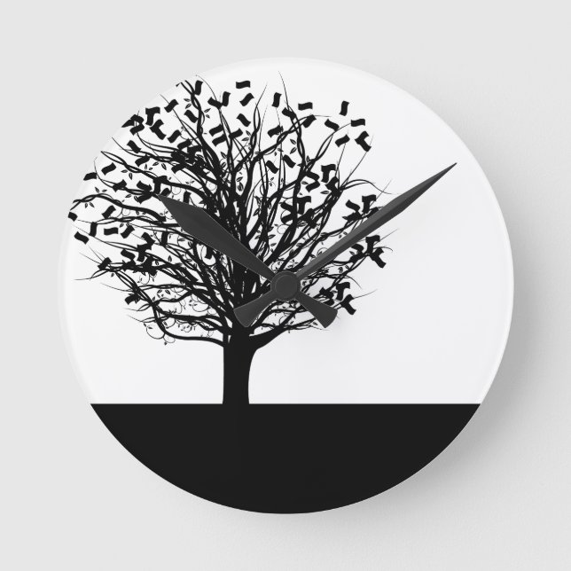 Money Tree Silhouette Round Clock (Front)