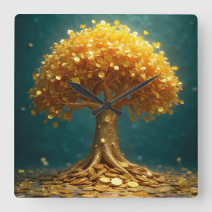 Money tree wall clock