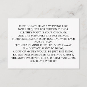 Money Tree/Wishing Well Invitation Insert